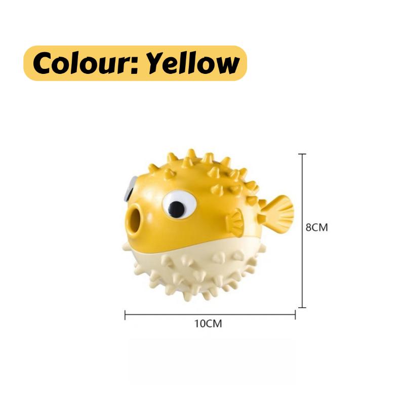 

Bouncing Fish Chew slowly Feeder – Treat-Dispensing Dental Ball for Corgi-Proof Boredom Busting & Teething Training жёлтый