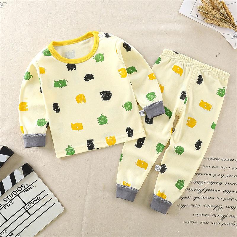 2026 Summer Children Long Sleeve Pant Underwear Set Baby Spring O-Neck Cartoon Cotton Pajama Set Home Wear Clothing for Girl Boy