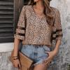 Blusas y camisas con cuello en V y mangas 1/2 con estampado de leopardo informal para verano y primavera para mujer