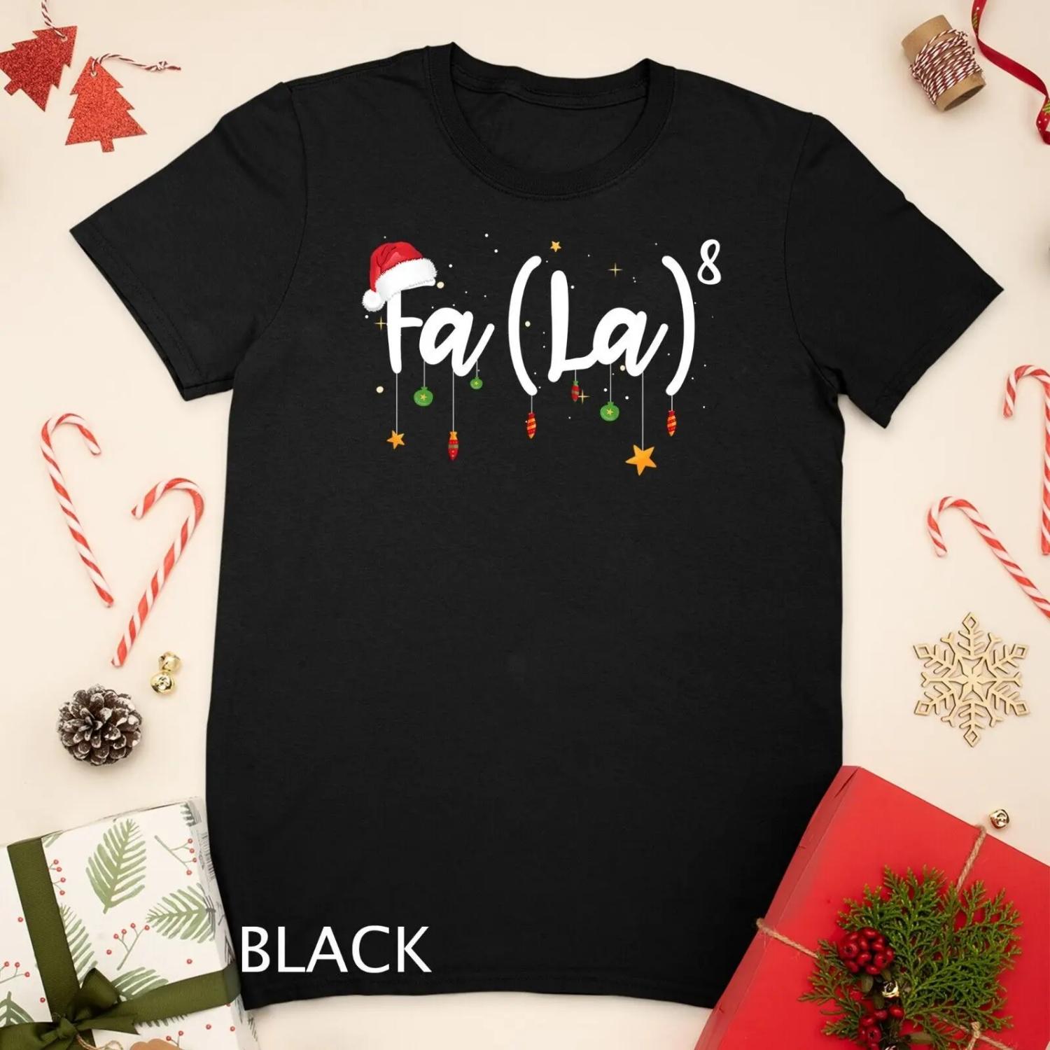 FA LA 8 Funny Christmas T Shirt Santa Math S