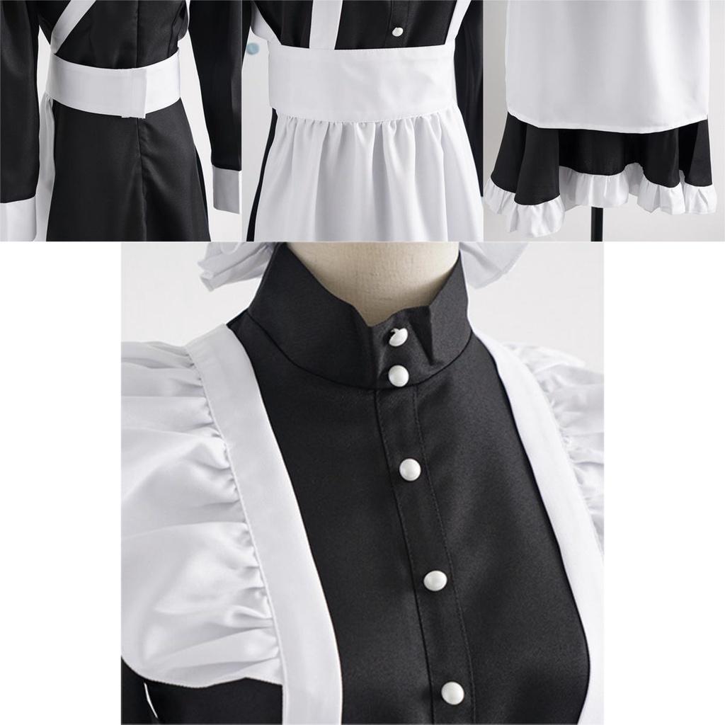 English Style Pearl Lace Long Maid Costume Perfect For Cosplay And Coffee Shop