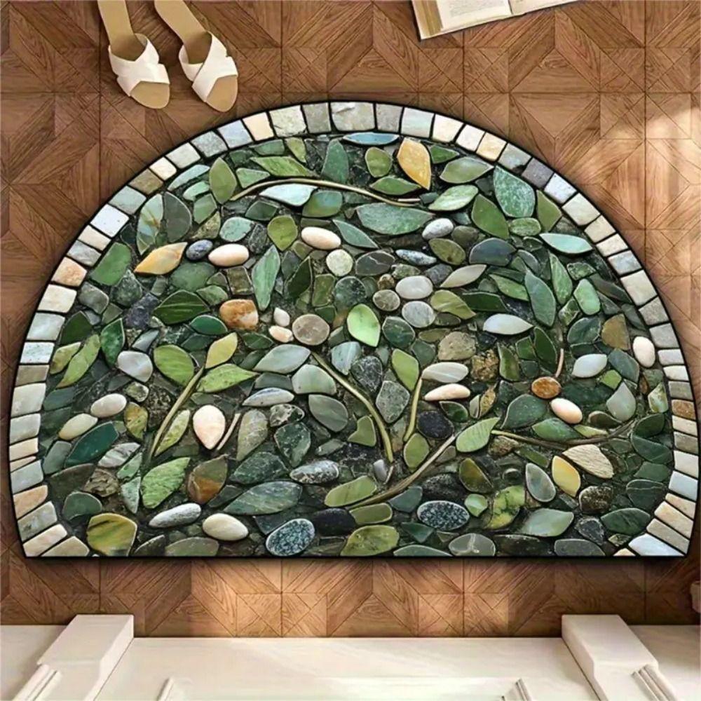 High Quality Non Slip Half Round Doormat Flower Floral Boho Door Mat Washable Absorbent Entrance Mat Indoor Outdoor