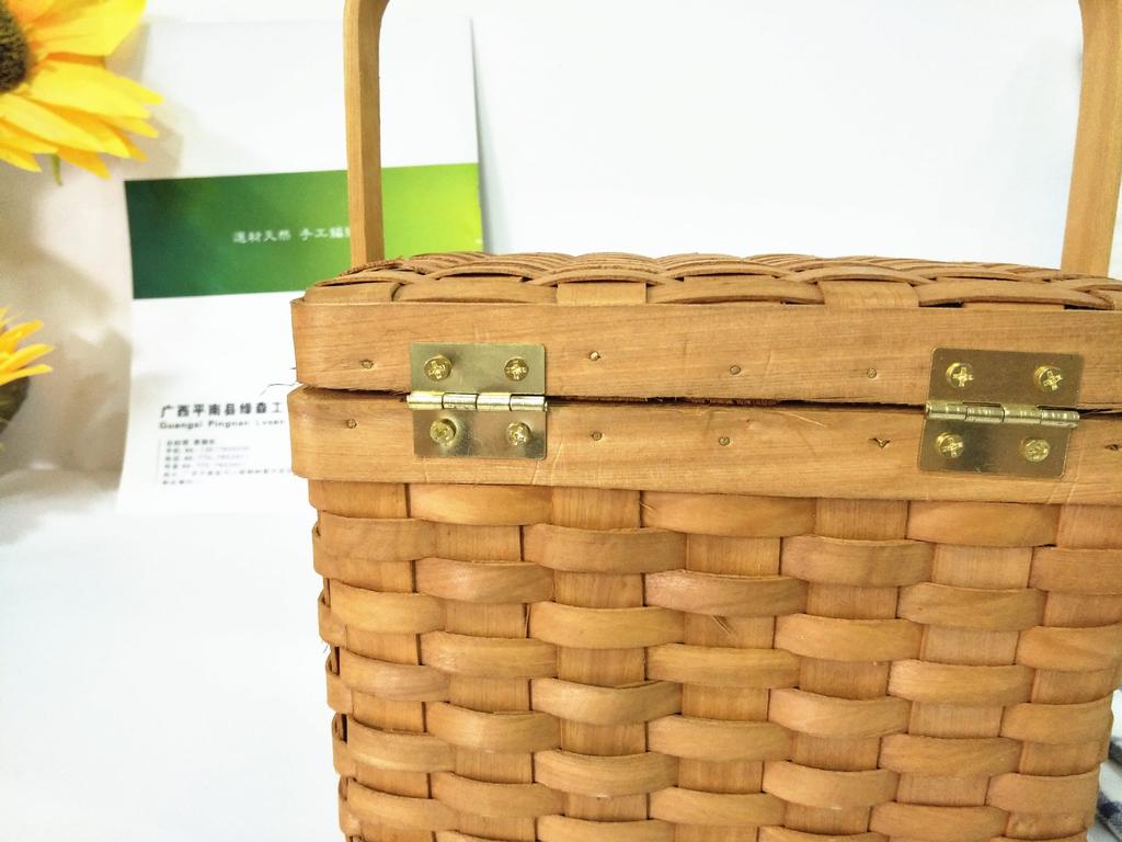 2pc Wood Weaving Picnic Portable Fruit Holder Home Storage Basket