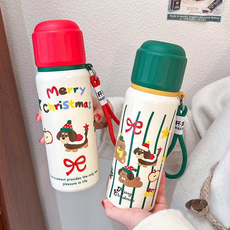 New Cartoon Stylish Thermos Drinking Cup Girls Advanced Sense Steel Cup Portable Water Cup Double Drink with Tea Glass Cup Mug