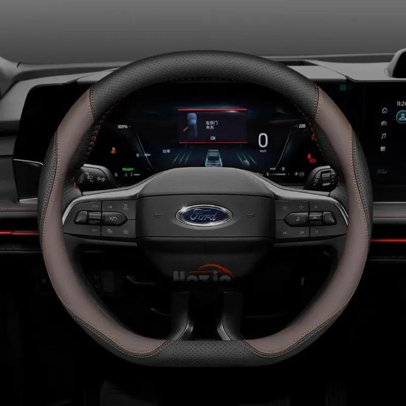 Leder-Autolenkradabdeckung für Ford Edge Puma F150 Kuga Mk1 Mk2 Escape Maverick Galaxy Taurus Equator Explorer 2000 - 2026
