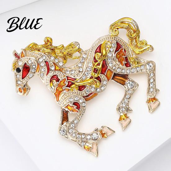 Elegant Horse Accessory Colorful Brooch Rhinestone Encrusted Alloy Lapel Pin