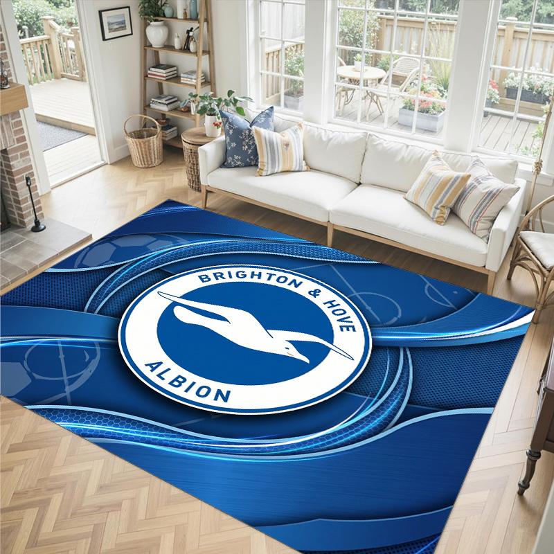 Brighton & Hove Albion Football Design Crystal Velvet Carpet Cozy Non?Slip Printed Rug For Bedroom Living Room Entrance