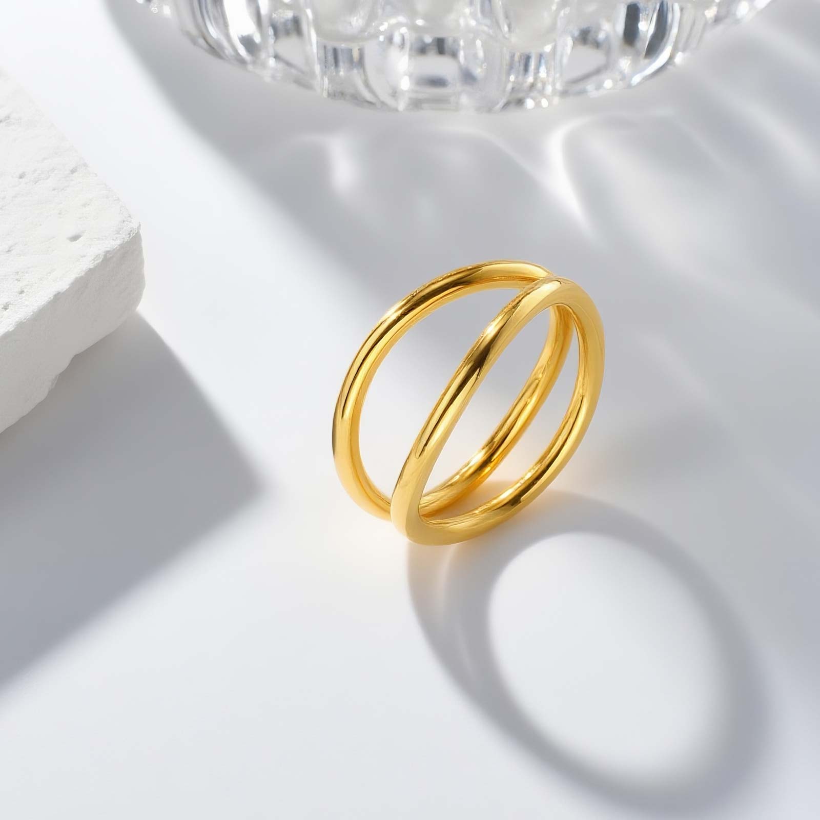 

2pic Set Geometric Line Ring,Women s Gold Color Stainless Steel Rings,Waterproof Daily Simple Stylish Jewelry Gifts 8