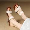Niche design special-shaped heel cool slippers outer wear summer 2025 new daily versatile thick heel with skirt sandals