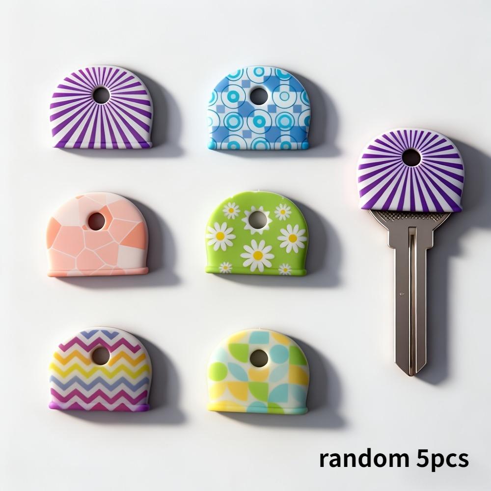 5 Random Color Floral Silicone Key Caps Creative Key Identifier Anti-Slip Key Protective Cover