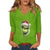 Women's Casual Fashionable Sexy Comfortable V-Neck Christmas Three-Quarter Sleeve Top
