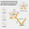 Bobisty Nose Rings Studs for Women Stainless Steel L Shaped Nose Studs Tiny Opal CZ Sunflower Bee Planet Nose Piercing Jewelry