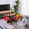 Pedal Tractor with Trailer, Front Loader, Adjustable Bucket, Tractor Pedal Vehicle for Children from 3 Years Red