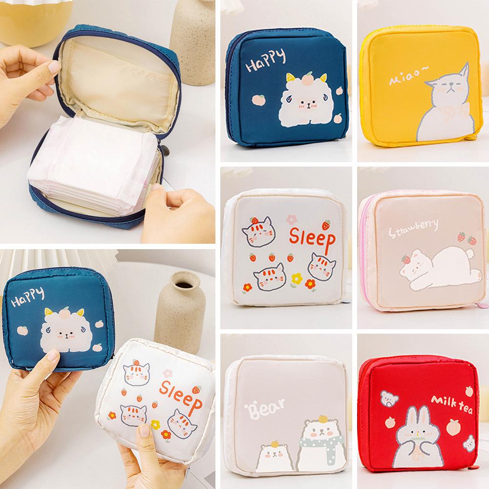 Women Tampon Storage Bag Waterproof Mini Sanitary Napkin Toiletry Bag Travel Cosmetic Bag Makeup Pouch Data Cable Women'S Bag