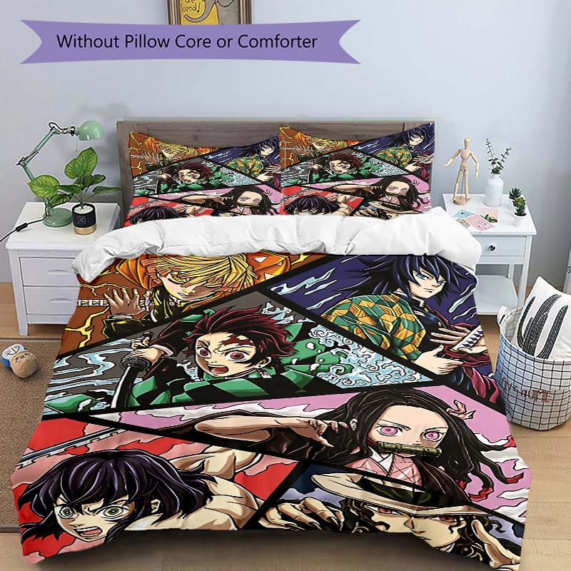3pcs Demon Slayer Bedding Set. Soft and Comfortable with No Core Included (1x Duvet Cover + 2x Pillow Covers) yy251031052