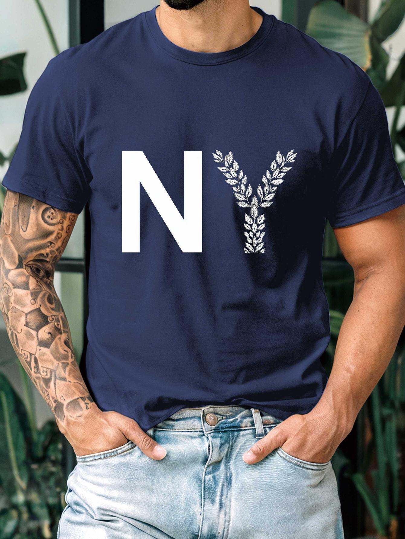 606 Cotton Blend T-shirt - Summer Casual & Sports Wear with NY Graphic Print XXXL