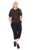 Damenstil Große Größe Unter-Ober Team Große Größe Schwarzes Steinmuster Kurzarmtasche Capri Anzug