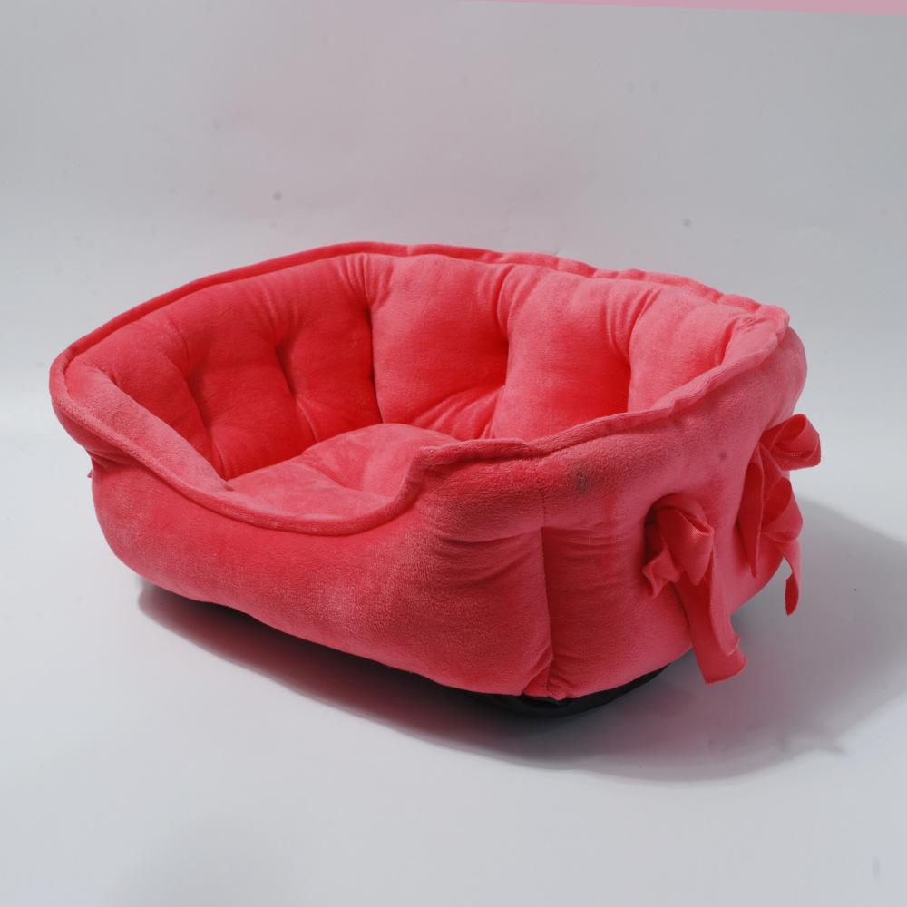 Four Seasons Waterproof Bow Dog Bed with Plush Bottom - Playful and Cute Pet Nest Pad