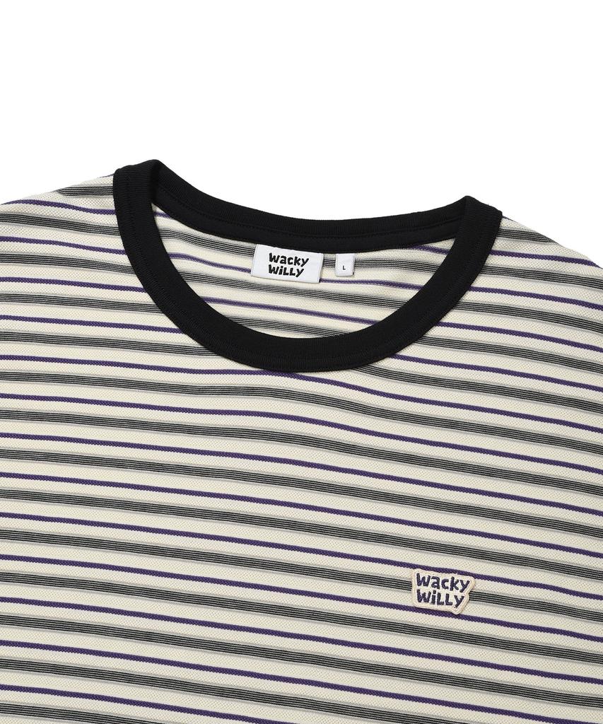 WACKY WILLY Jacquard Multi-Stripe Short Sleeve T-Shirt Gray