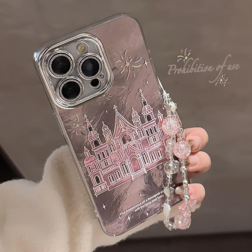 Girl Fireworks Castle with Chain for IPhone17 for Apple 16promax Mobile Phone Case 15 Glitter 13 All Inclusive