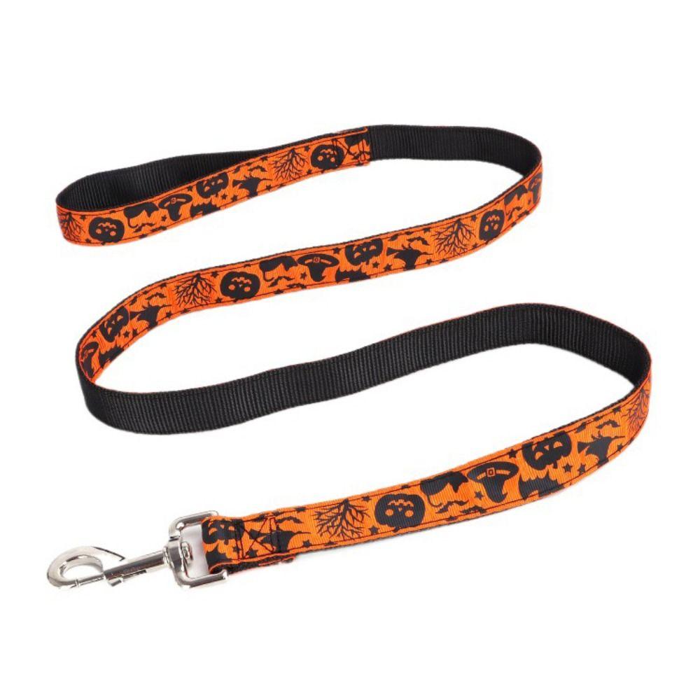 Adjustable Pet Pumpkin Skull Collar Quick Release Dog Traction Rope  for Dogs Cats