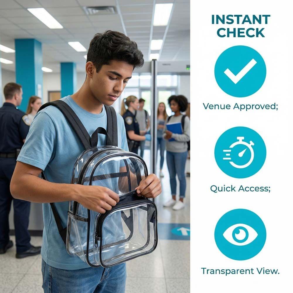 Zipper Students School Bag Waterproof PVC Shoulder Bag Lunch Bag Transparent Backpack Unisex