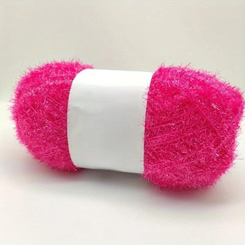 4 Stück buntes Polyester-Wimperngarn-Set - Flauschiges Bastelgarn zum Häkeln, DIY-Handstrickzubehör, Großpackung 400g