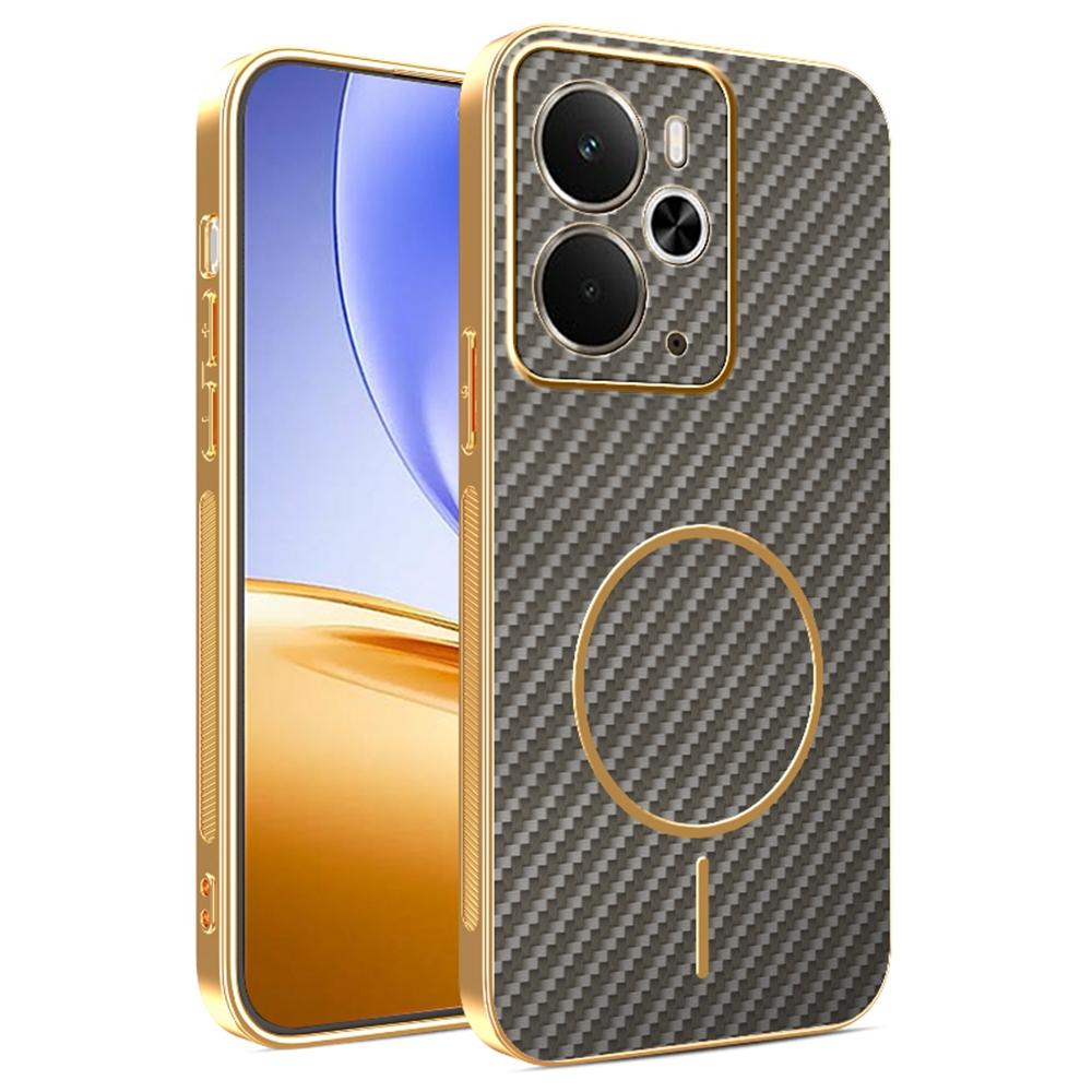 For Realme 14 5G/14T 5G Phone Case Carbon Fiber Textured Electroplated TPU Back Cover