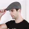 Flat Top Painter Hat Herringbone Newsboy Cap Casual Men Beret  Male