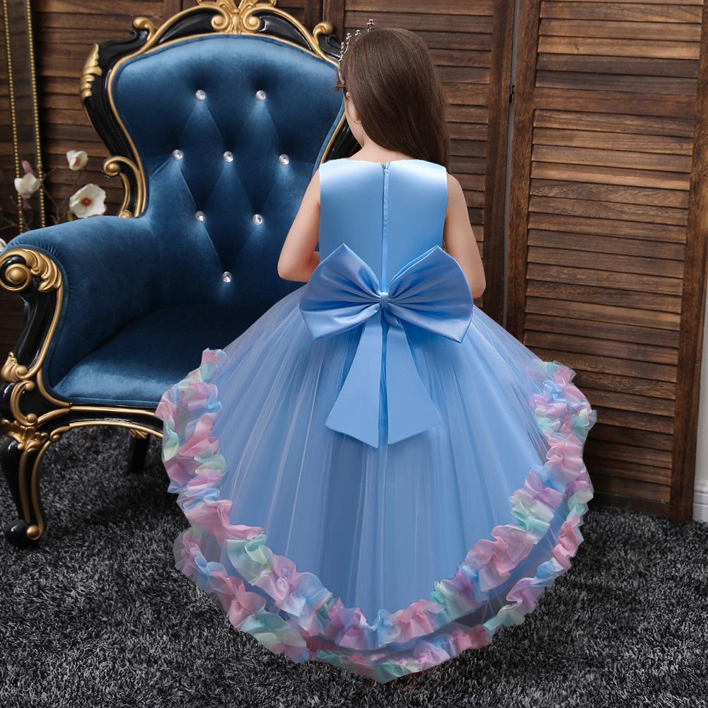 Colorful Princess Puffy Wedding Dress for Girls with Train