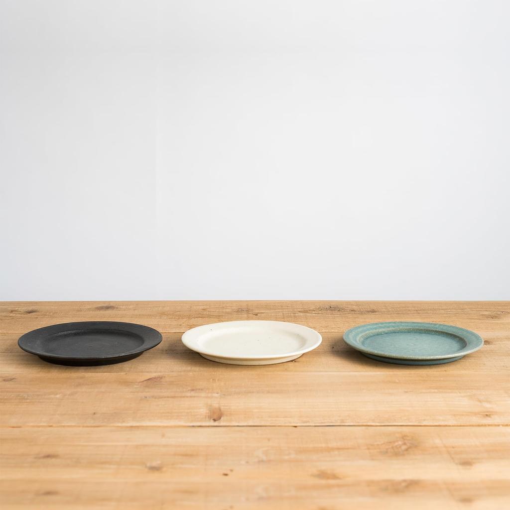Shigaraki Ware by Meizan, TEIBAN WARE Rim Plate, Medium, 18cm Diameter, Microwave and Dishwasher Safe (light Celadon)