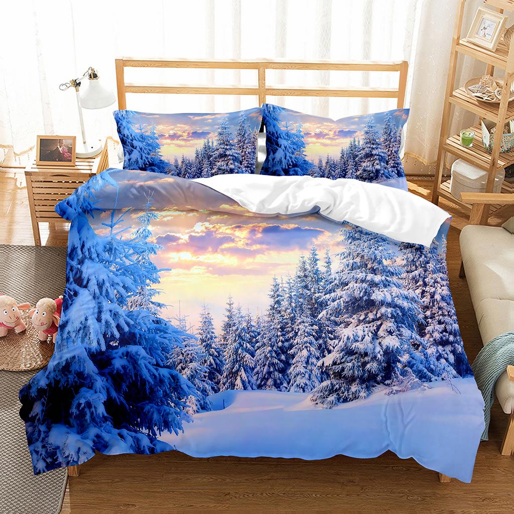Sada povlaku na přikrývku Snowflake Zimní téma Polyesterový povlak na přikrývku Velikost Twin Full Pro Děti Dospívající Dospělé Dekorace do ložnice Ložní souprava