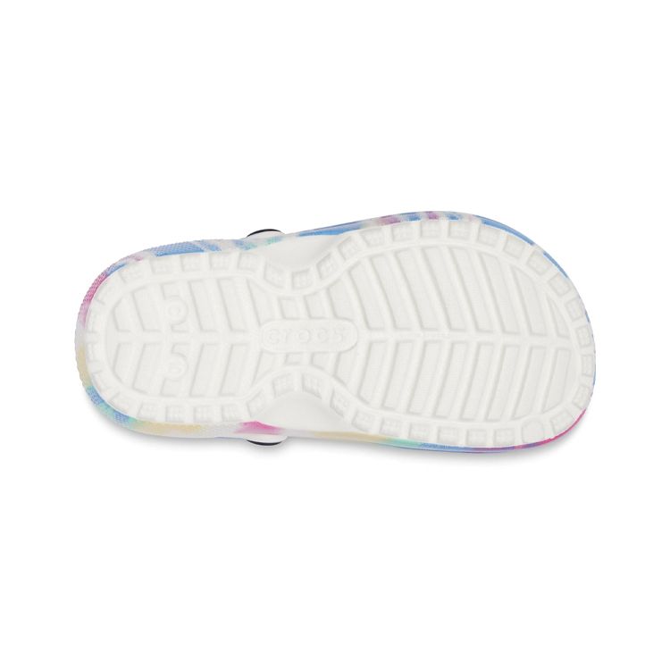Crocs Classic Lined Comfortable Tie-Dye Pattern Wood Bottom Simple Sandals Kids Sandals Pink Blue 206683-4SO