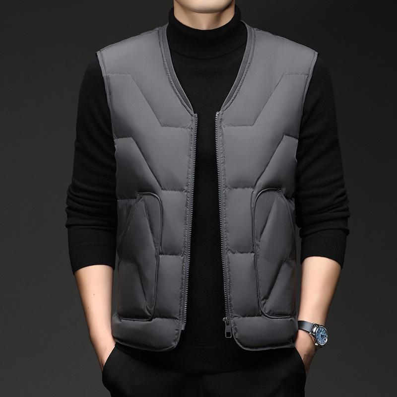 Men's Lightweight Down Vest 2025 - V-neck Warm Winter Gilet for Youth & Dads