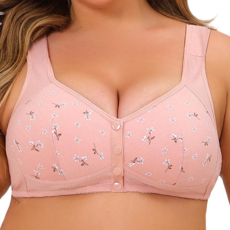 Women's Underwear Front Buckle Without Steel Ring Printing Bra Plus Size