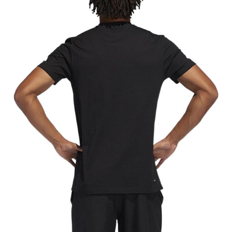 adidas T Shirts Men's Black Crew Neck Moderate Straight Fit DX0302