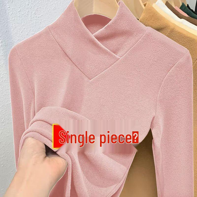 Double-Sided Fleece Plus Velvet Turtleneck Slimming Women's Long-Sleeve Base Layer Top