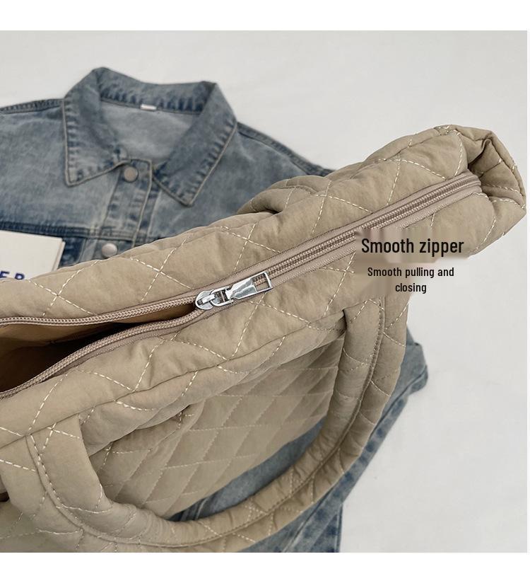 Large Diamond Lattice Cotton Padded Women's Tote – Autumn/Winter Casual Fashion Handbag