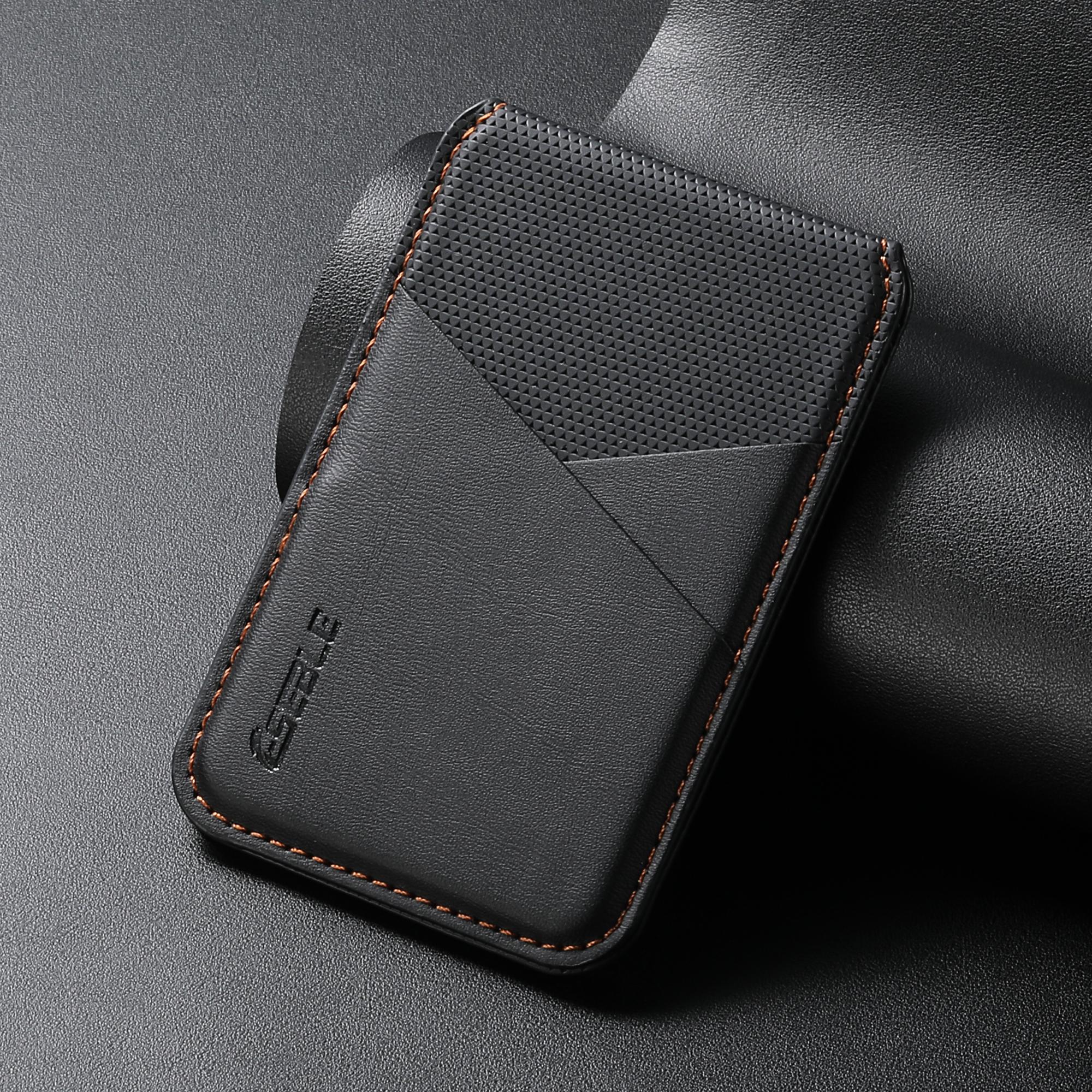 

Luxury Business Leather Wallet Card Holder Bag For iPhone & Samsung Galaxy MagSafe Accessories With Slim Geometric Design Gift чорний