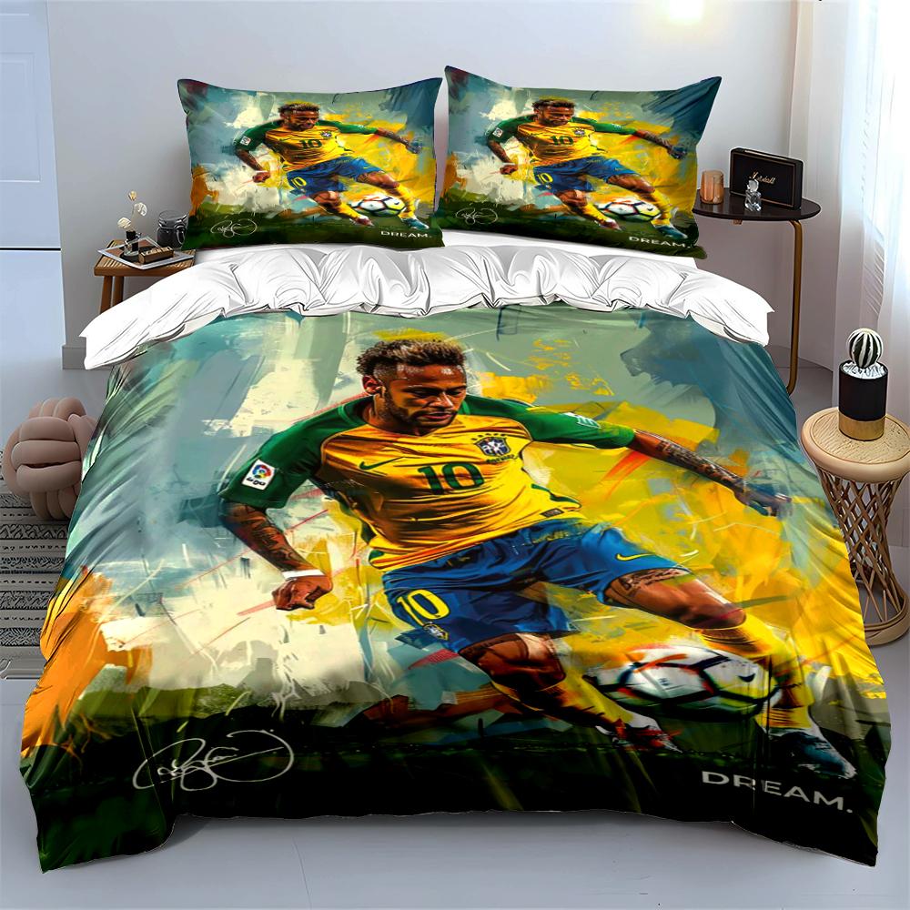 Fußballspieler Design Bettwäscheset Bettwäscheset (1 Bettbezug, 2 Kissenbezüge, Bettdecke nicht enthalten)