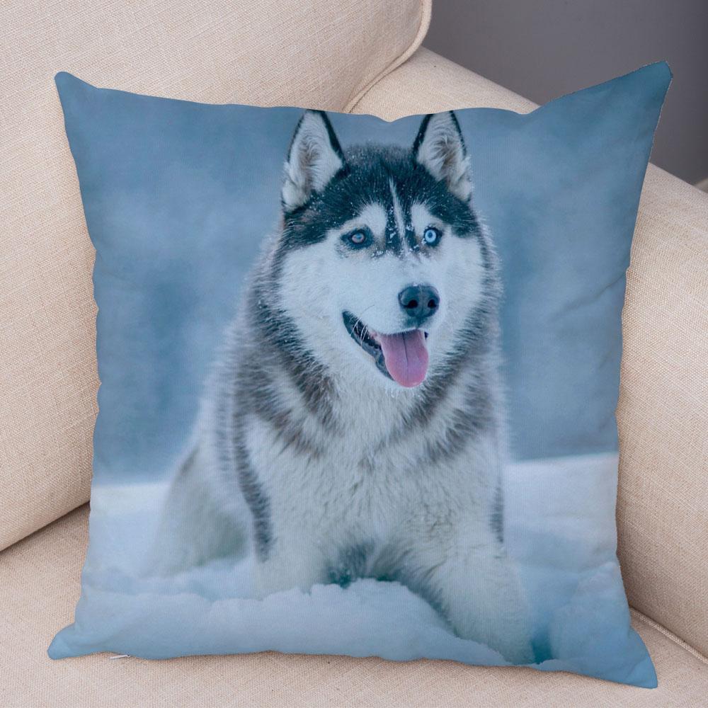 

Декоративная милая наволочка с сибирским хаски, супер мягкая наволочка с принтом собаки, животное, чехол для дивана 45x45cm