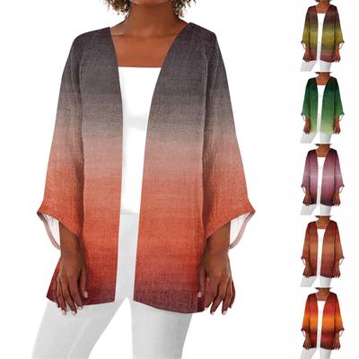 Women's Casual Fashion Printed Lightweight Mid-length Jacket Cardigan