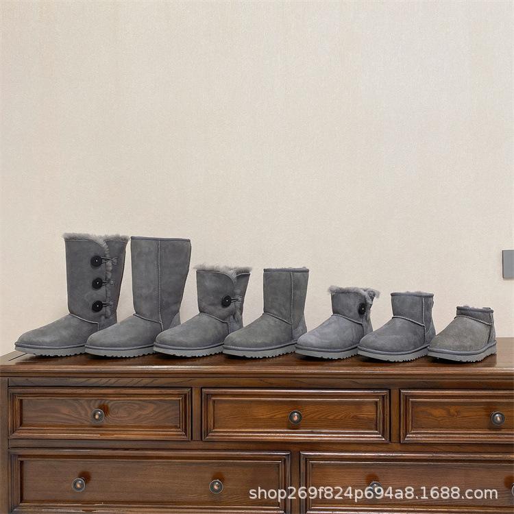 Sangpo snow boots women's fur integrated classic long tube piled thickened real wool warm cotton shoes men's winter shoes