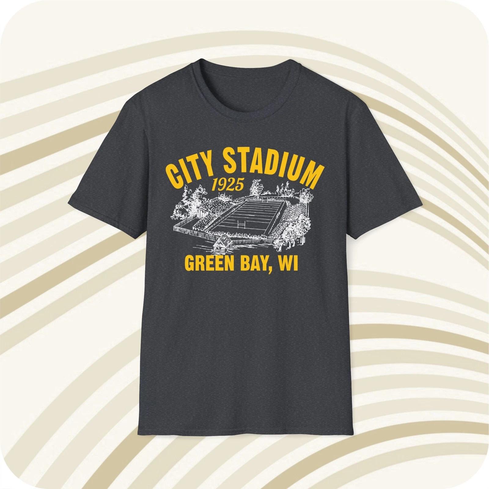 Throwbackmax City Stadium 1925 Classic Cut Football T shirt - Green Bay Packers M