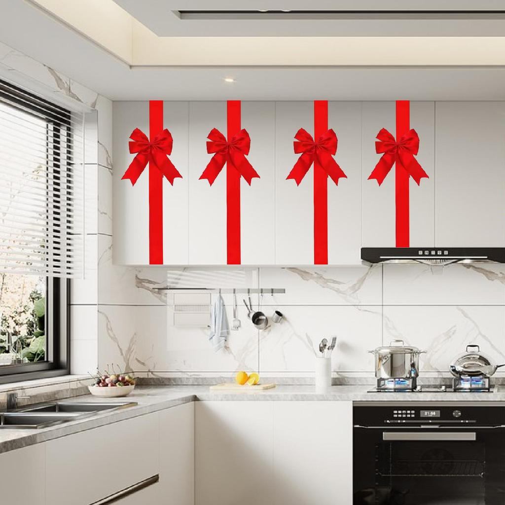 4x Christmas Cabinet Door Bows Supplies for Holiday Cabinets Party Supplies