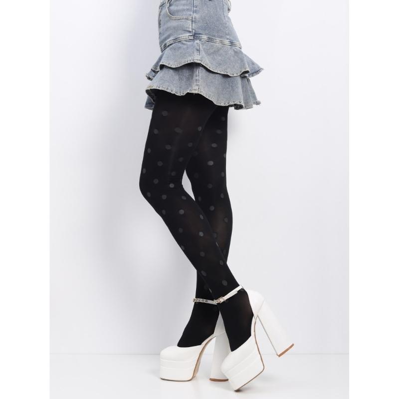 Vintage Dot Patterned Opaque Stockings Pantyhose for Women Japanese JK Girl Sexy Silky Footed Tights Thin Hosiery
