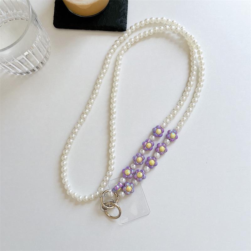 Trendy Pearl & Flower Phone Case Bracelet with Handmade Jewelry & Chain Accessories