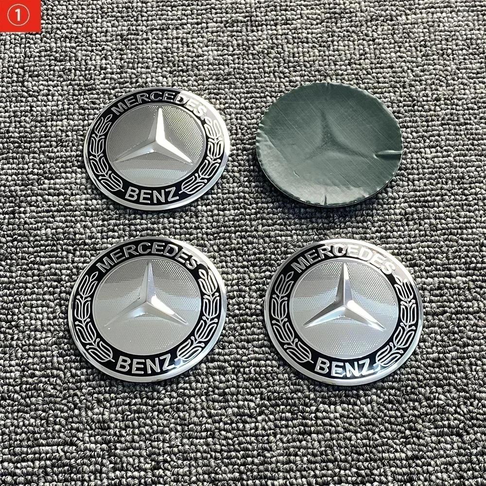 

C200 E200 New For Mercedes Benz 4pcs 3D 56mm 65mm 75mm For Mercedes Benz Car emblem Wheel hub Center Cap Badge covers sticker De 56mm