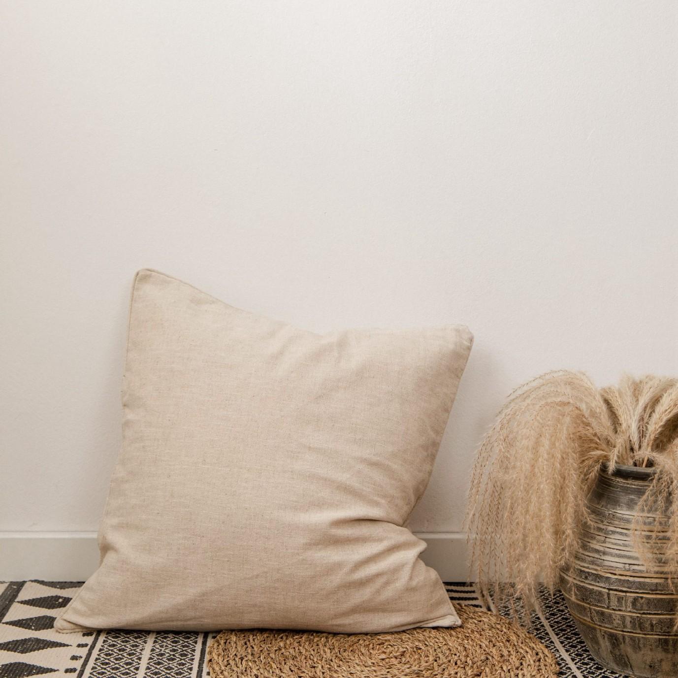 

Cotton and Linen Solid Color Living Room Sofa Pillow, Japanese Simple Pillow Case, B&B Hotel Decoration Large Pillow 45x45cm