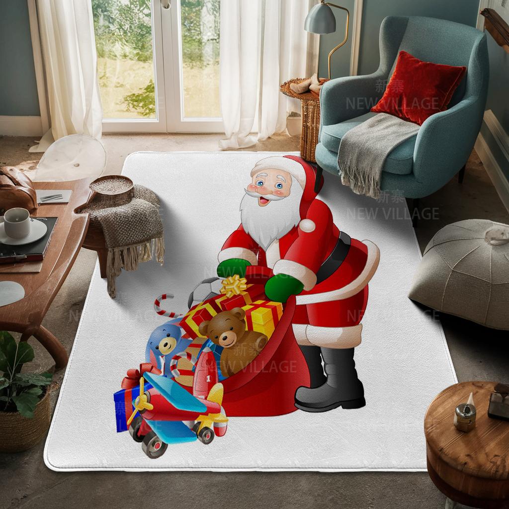 House Entrance Carpet Home Door Mat Living Room Bath Foot Bathroom Non-slip Water Absorption Rugs Bath Merry Christmas Winter